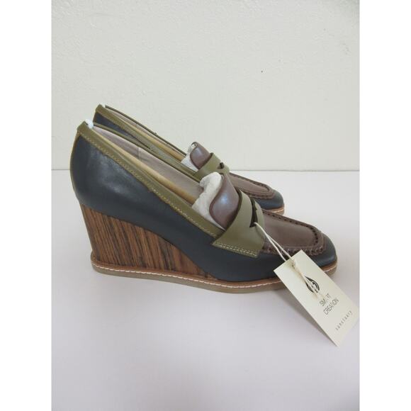 SANCTUARY Cadence Women Gray Brown 7 M Slip On Career Preppy Wedge Loafers - Picture 3 of 8